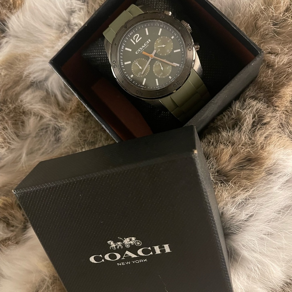 Mens olive Coach sports watch.